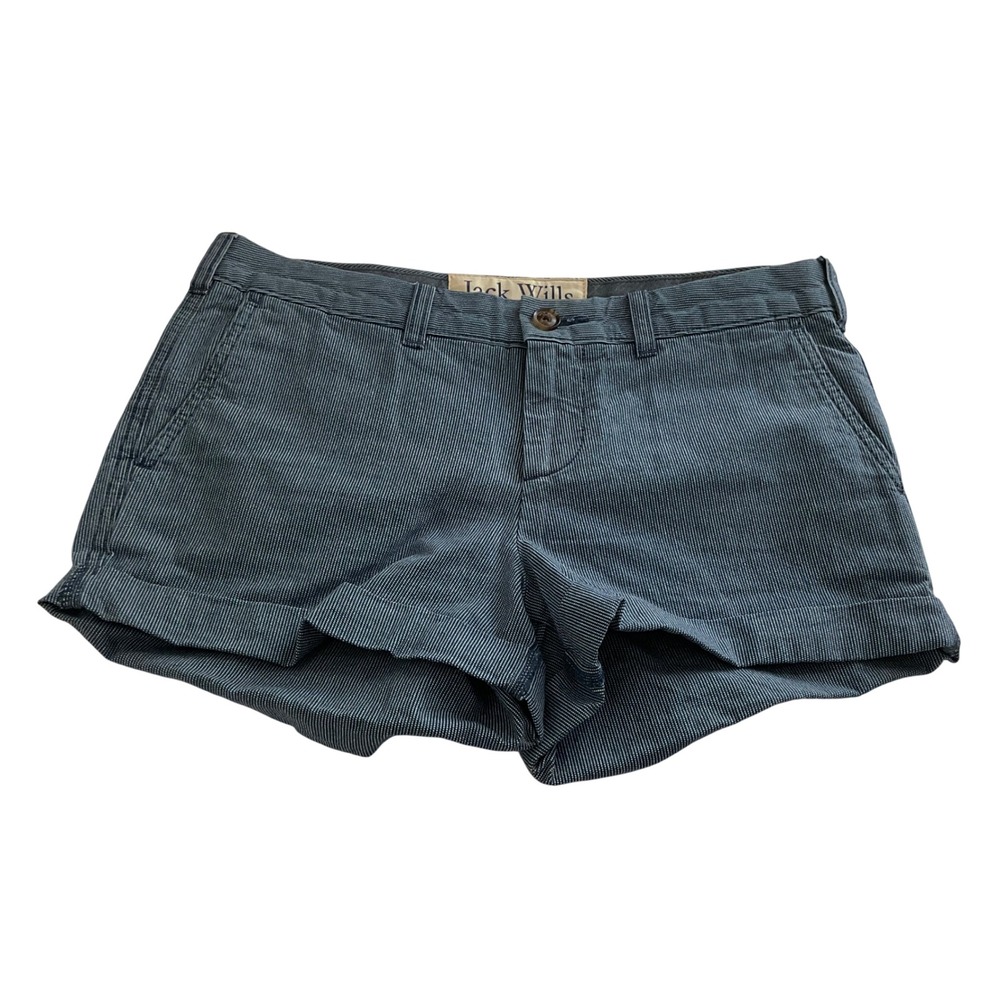 Jack Wills Women's Blue Micro Striped‎ Chino Preppy Summer Shorts - Size 4